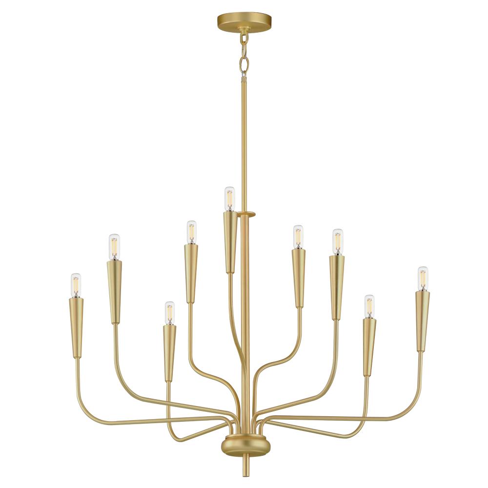 Vela 32 Inch 9 Light Multi-Tier Chandelier – Satin Brass