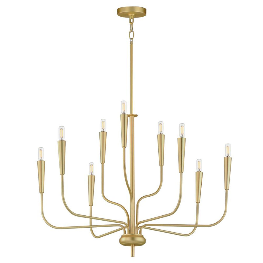 Vela 32 Inch 9 Light Multi-Tier Chandelier – Satin Brass