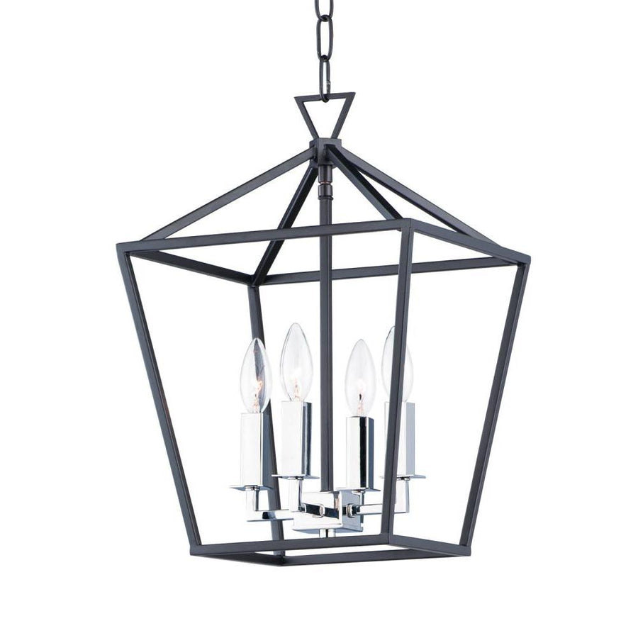 Abode 12 Inch Chandelier – Textured Black / Polished Nickel