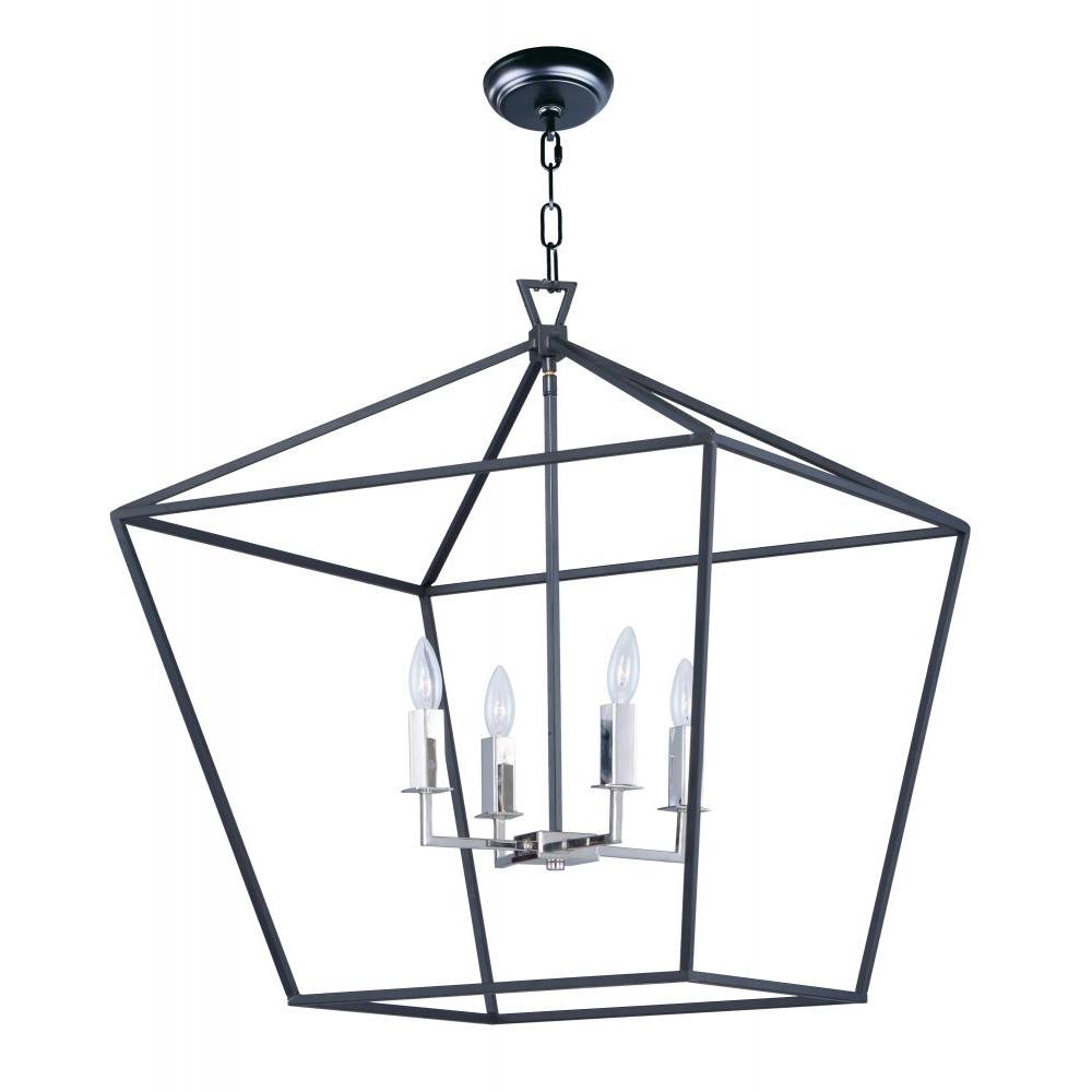 Abode 24.5 Inch Semi Flush Mount Light – Textured Black / Polished Nickel