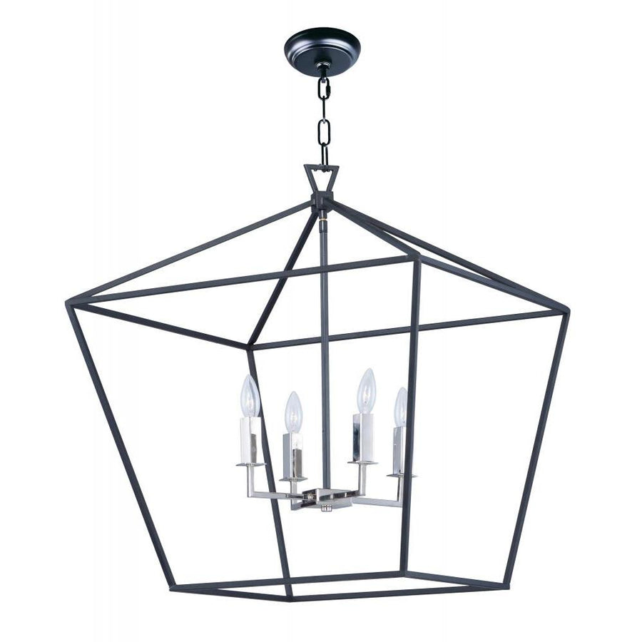 Abode 24.5 Inch Semi Flush Mount Light – Textured Black / Polished Nickel