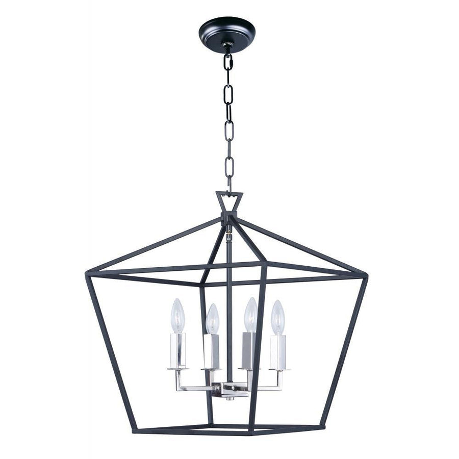 Abode 17.75 Inch Semi Flush Mount Light – Textured Black / Polished Nickel