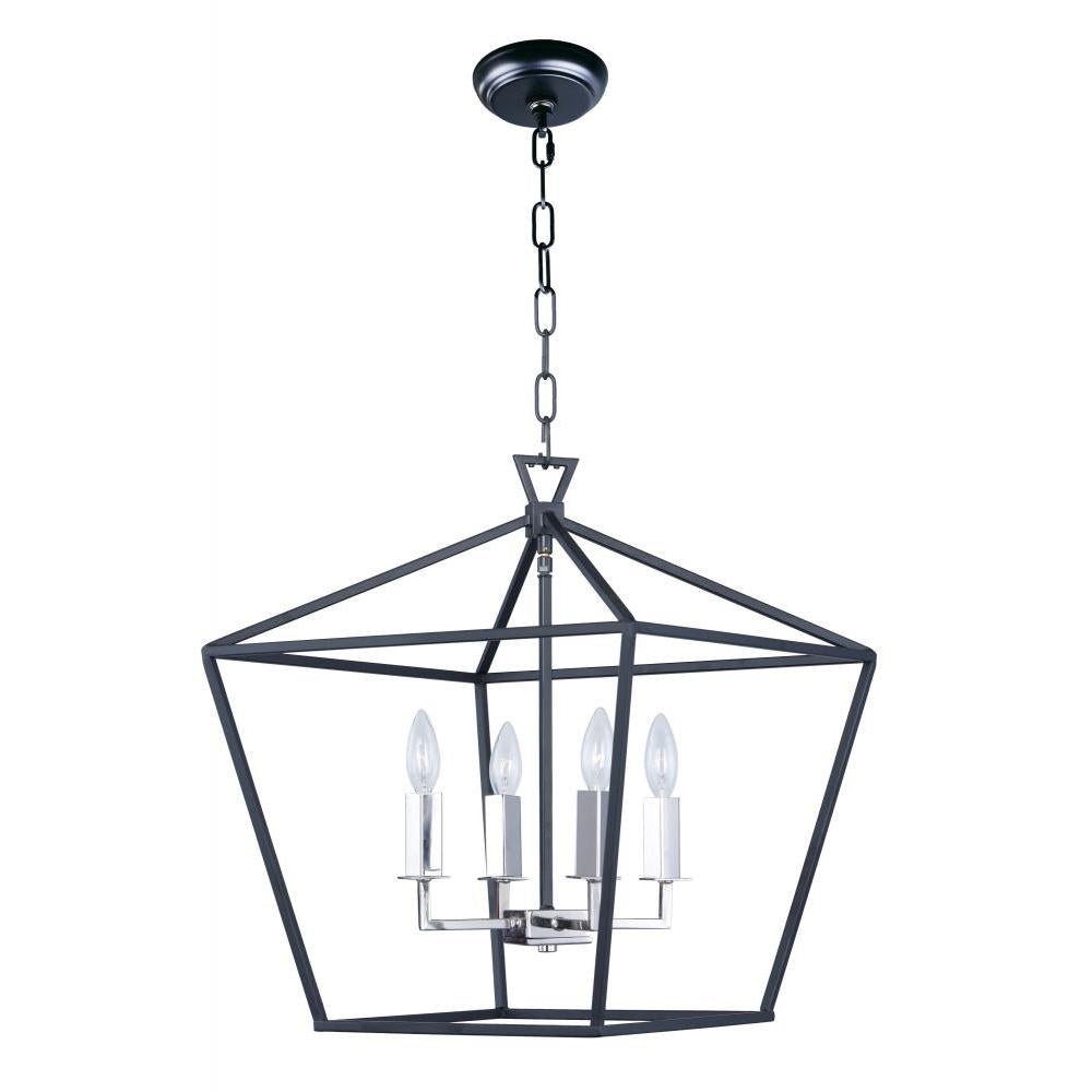 Abode 17.75 Inch Semi Flush Mount Light – Textured Black / Polished Nickel