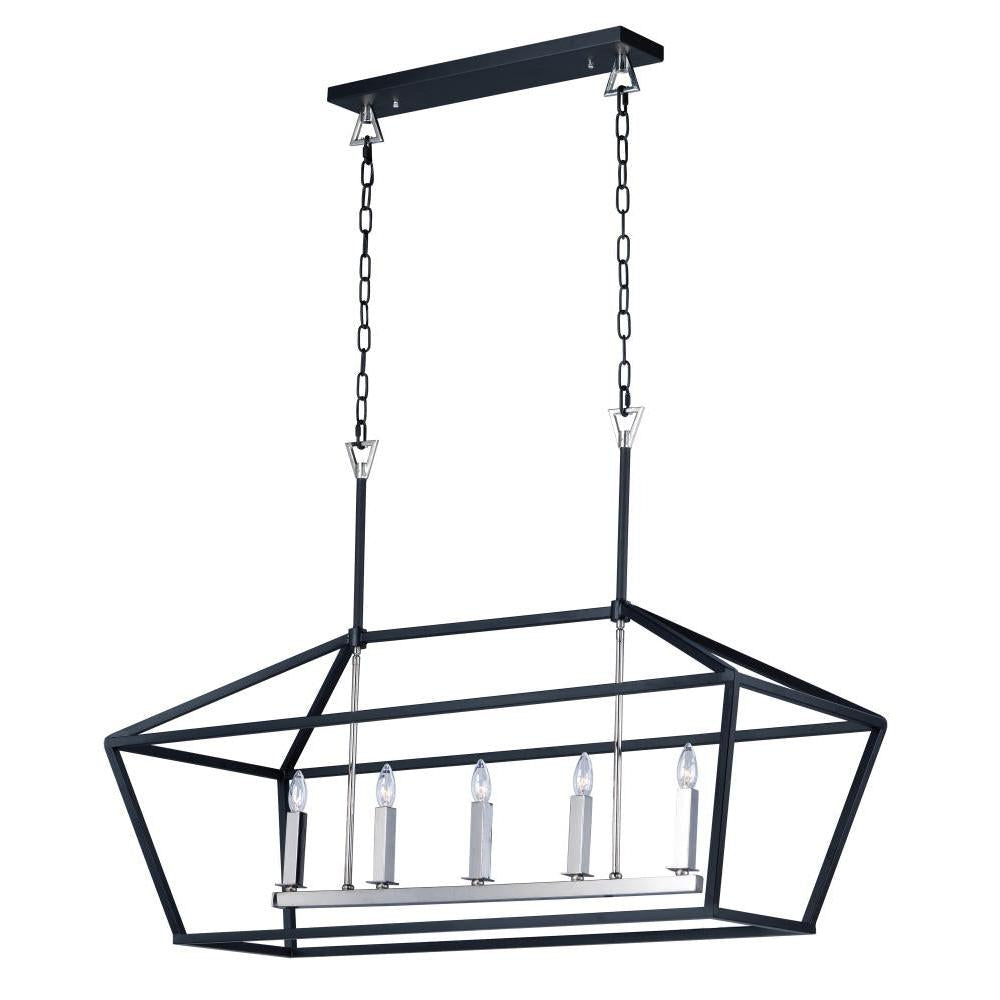 Abode 18.5 Inch Semi Flush Mount Light – Textured Black / Polished Nickel