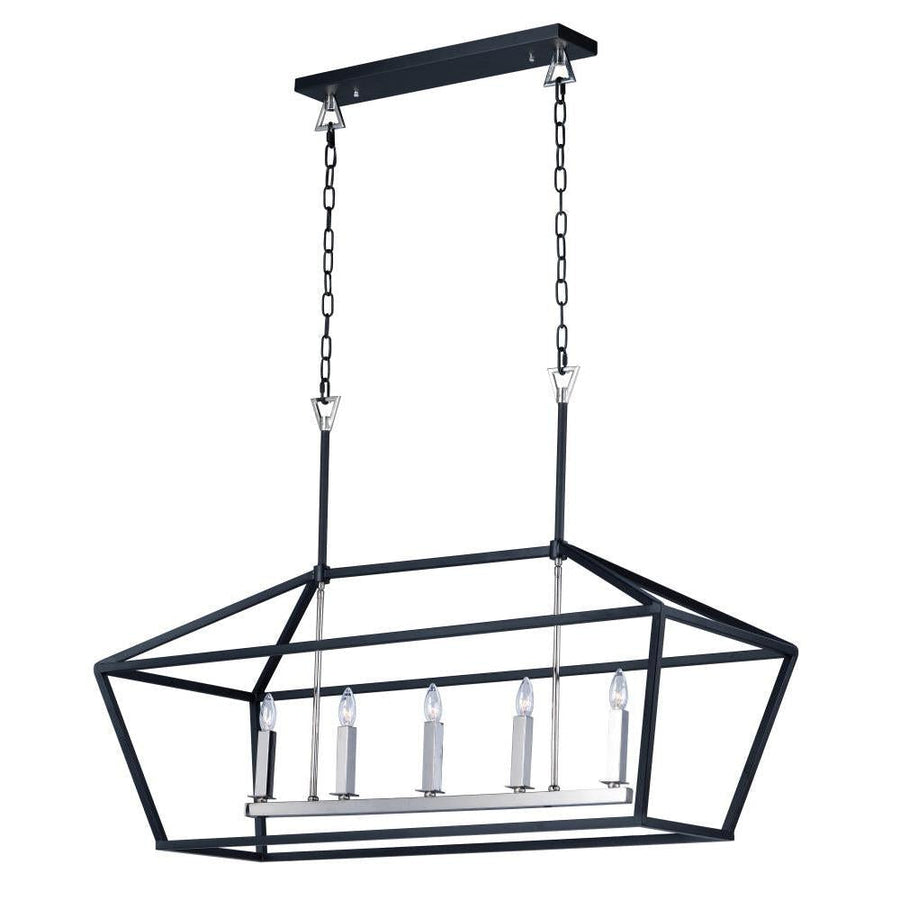 Abode 18.5 Inch Semi Flush Mount Light – Textured Black / Polished Nickel