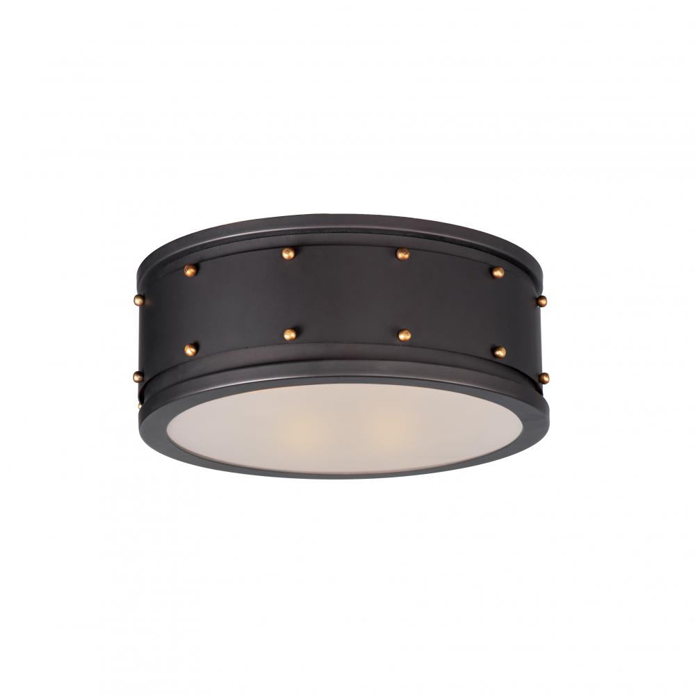 Trestle 13 Inch Flush Mount Light – Oil Rubbed Bronze / Antique Brass