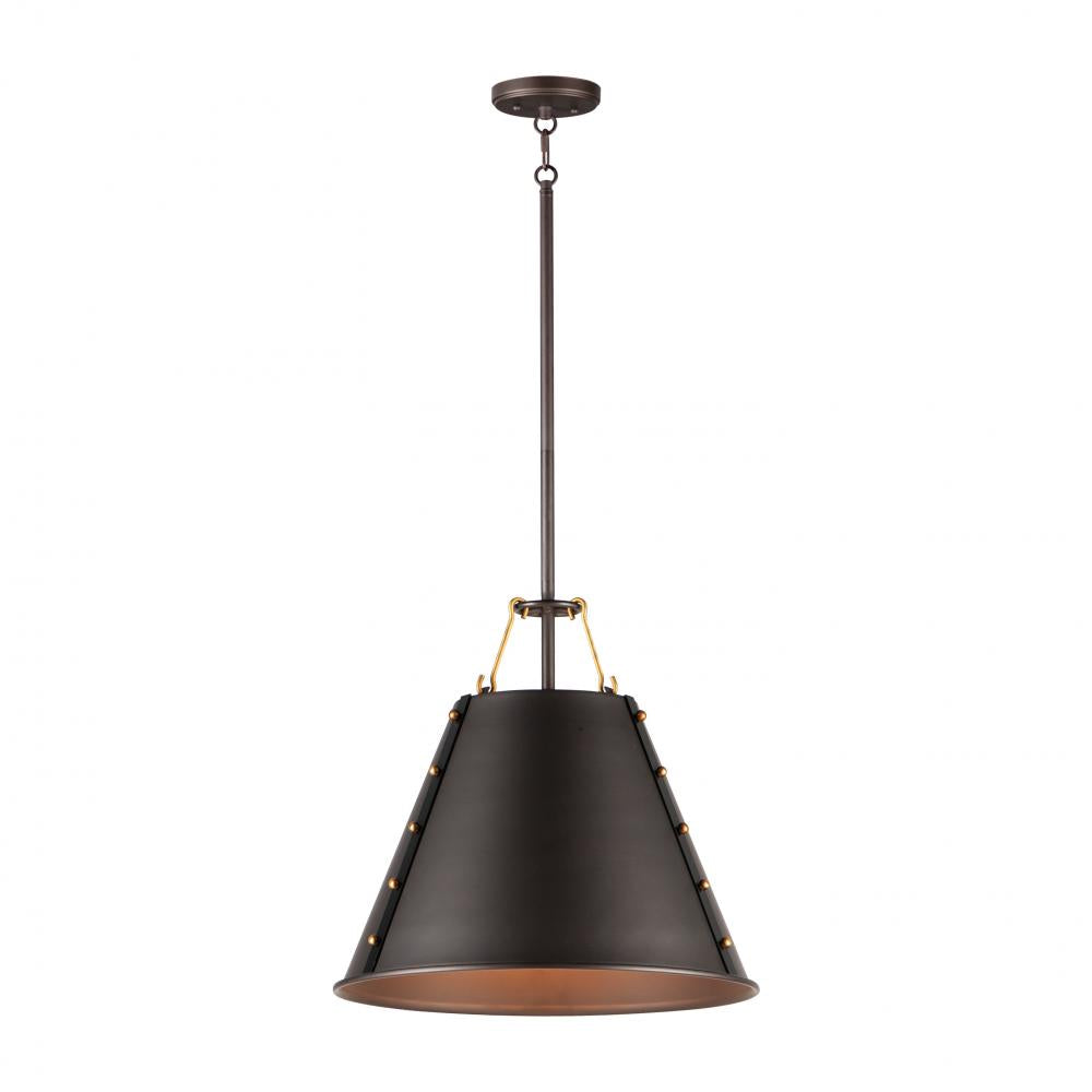 Trestle 14 Inch Semi Flush Mount Light – Oil Rubbed Bronze / Antique Brass