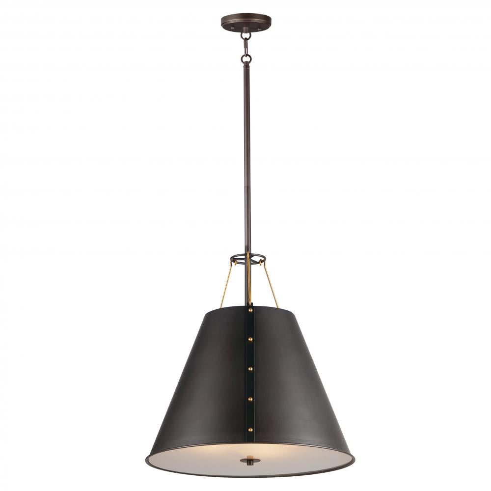 Trestle 20 Inch 3 Light Pendant – Oil Rubbed Bronze / Antique Brass
