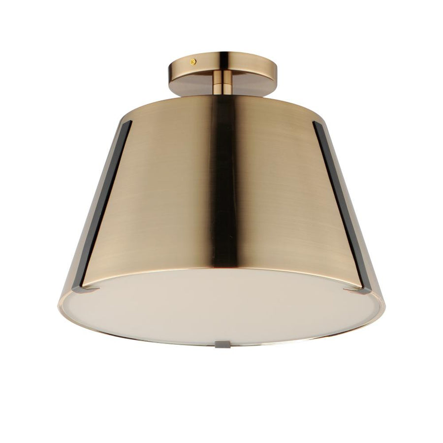 Maxim Lighting 25170DBZHR Carlo 13.75 Inch Semi Flush Mount Light – Dark Bronze, Leather, Heritage Brass
