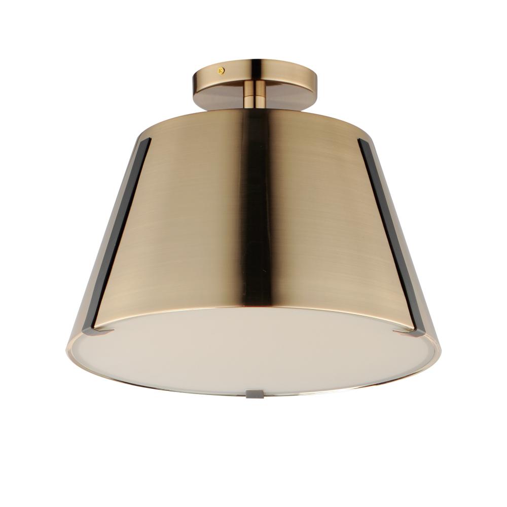 Carlo 13.75 Inch Semi Flush Mount Light – Dark Bronze, Leather, Heritage Brass