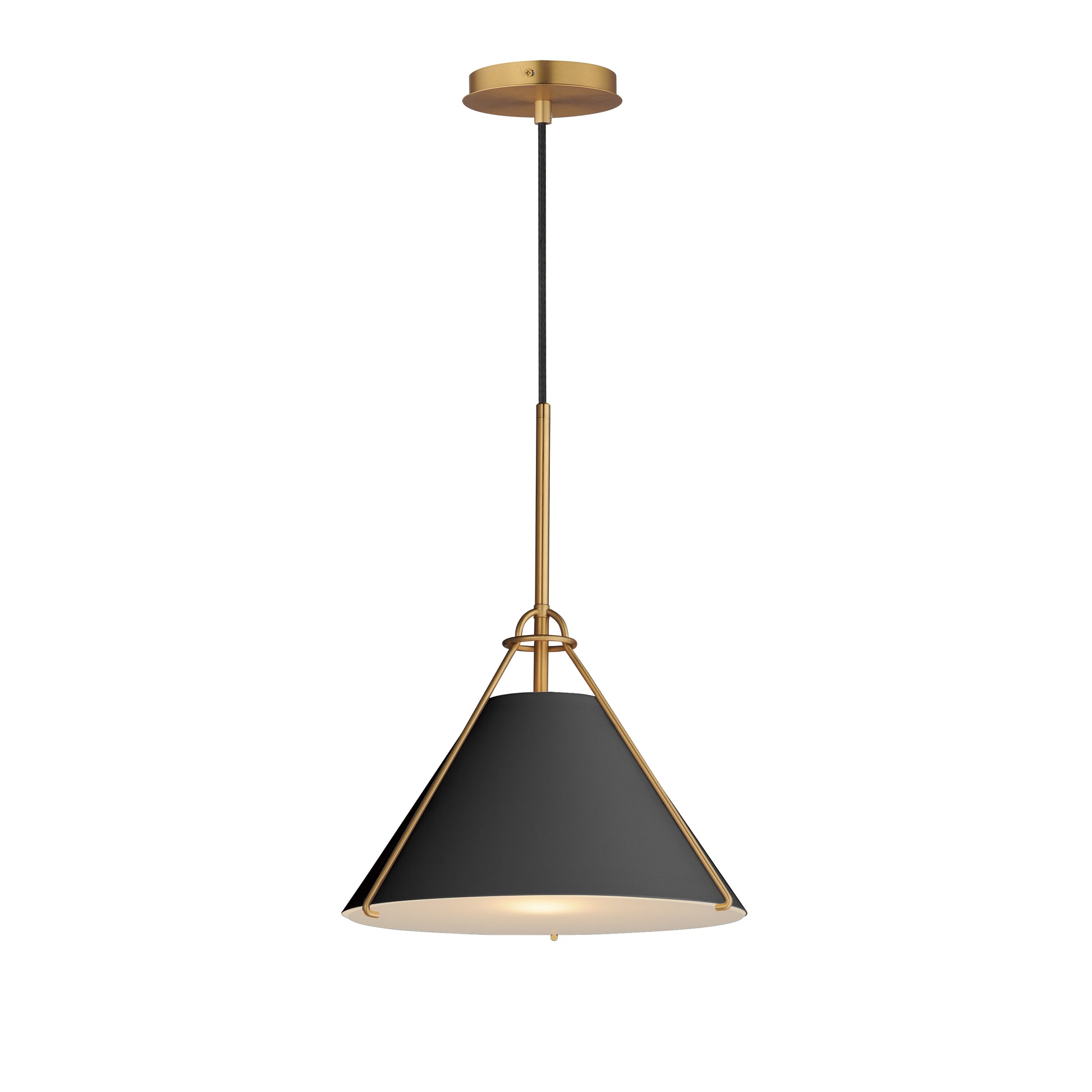 Maxim lighting 25229BKNAB Lucas-Single Pendant - Black / Natural Aged Brass