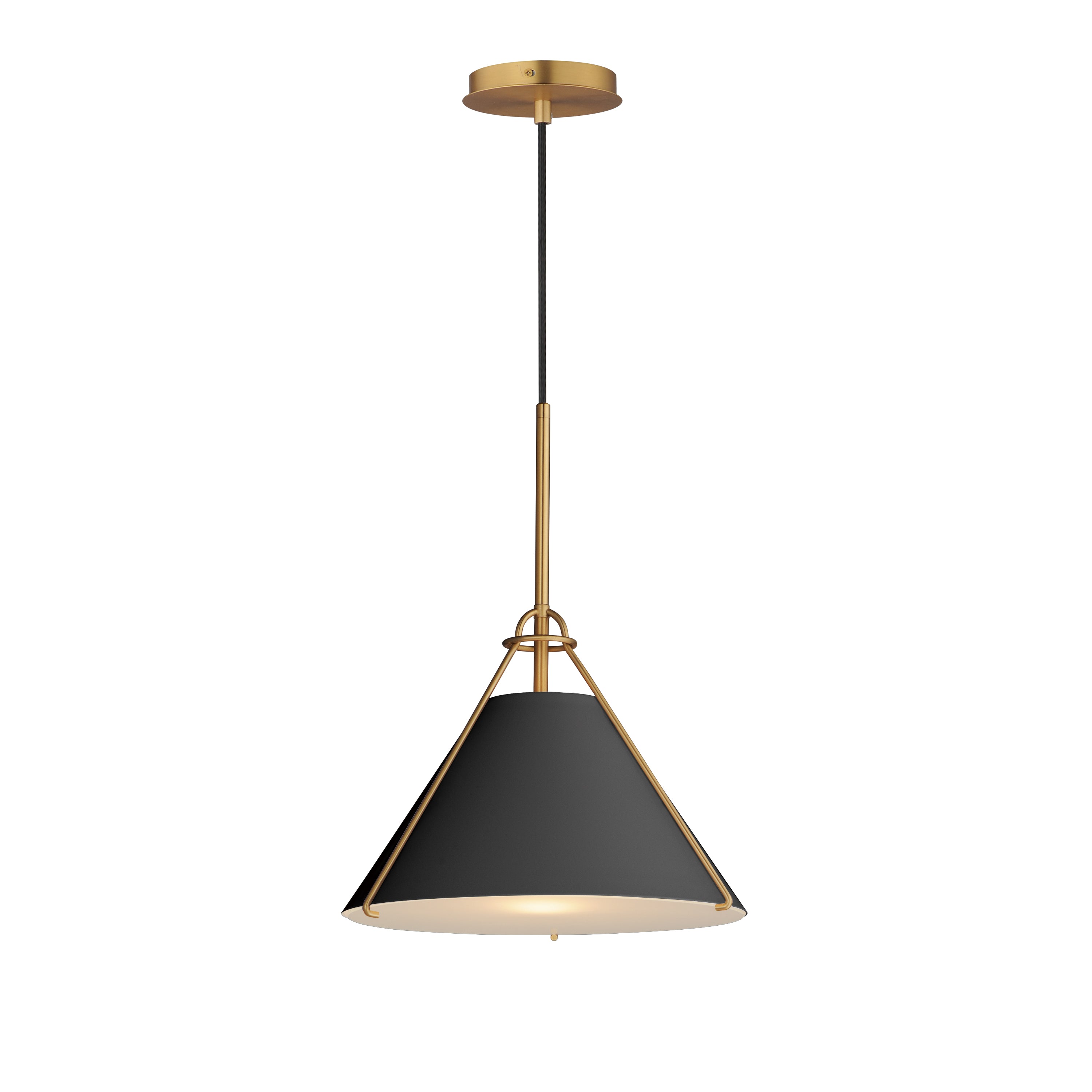 Maxim lighting 25229BKNAB Lucas-Single Pendant - Black / Natural Aged Brass