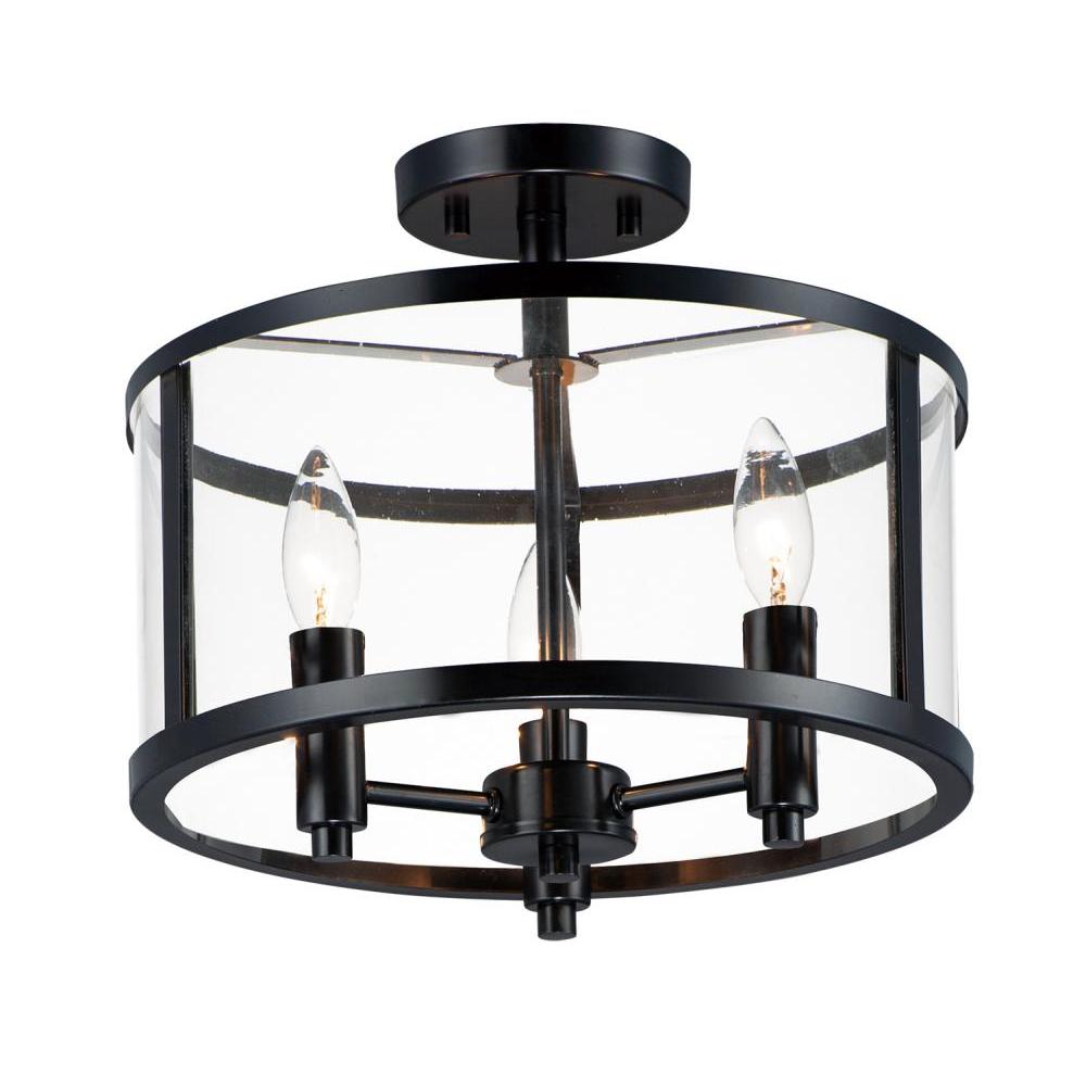 Sentinel 13.25 Inch Semi Flush Mount Light – Black