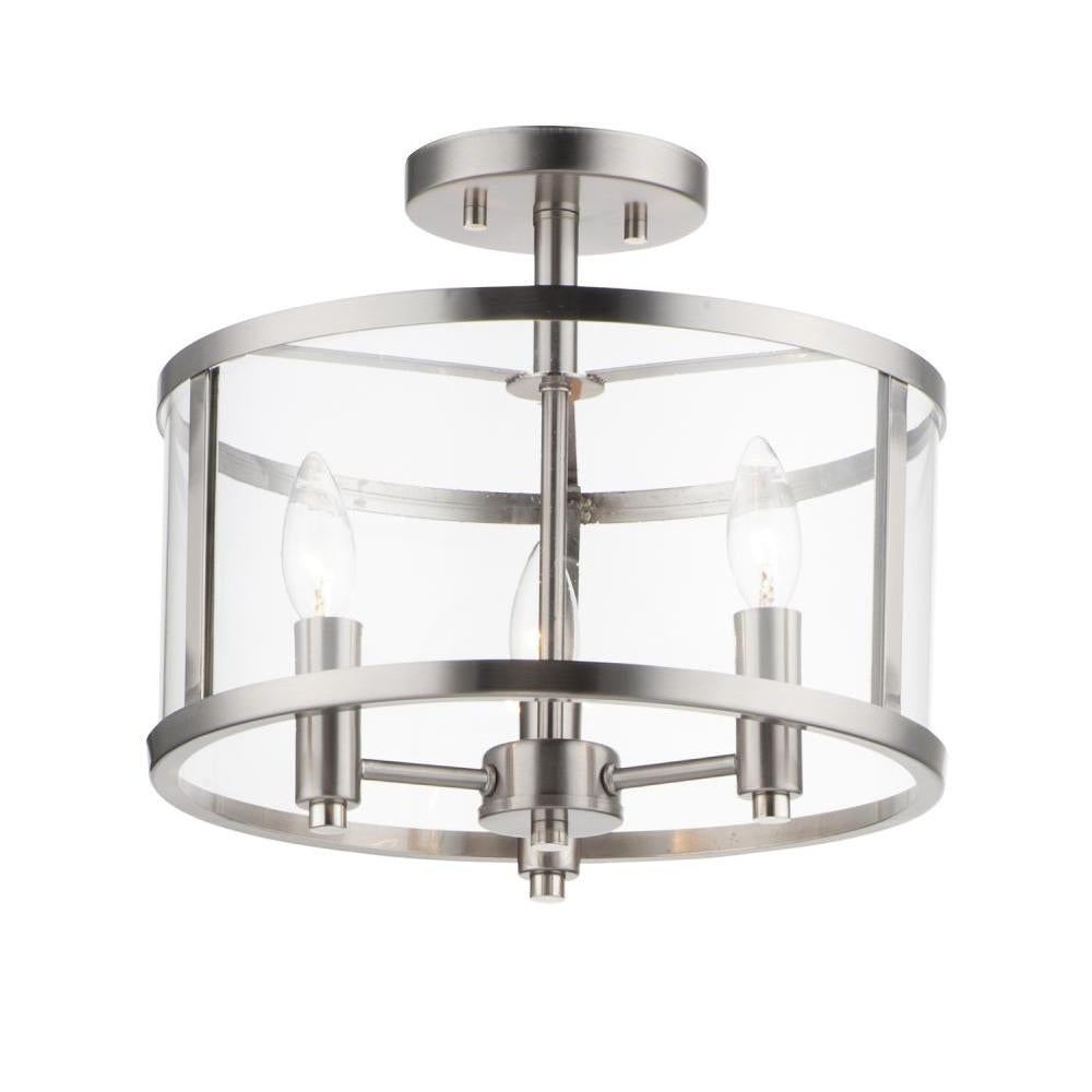 Sentinel 13.25 Inch Semi Flush Mount Light – Satin Nickel