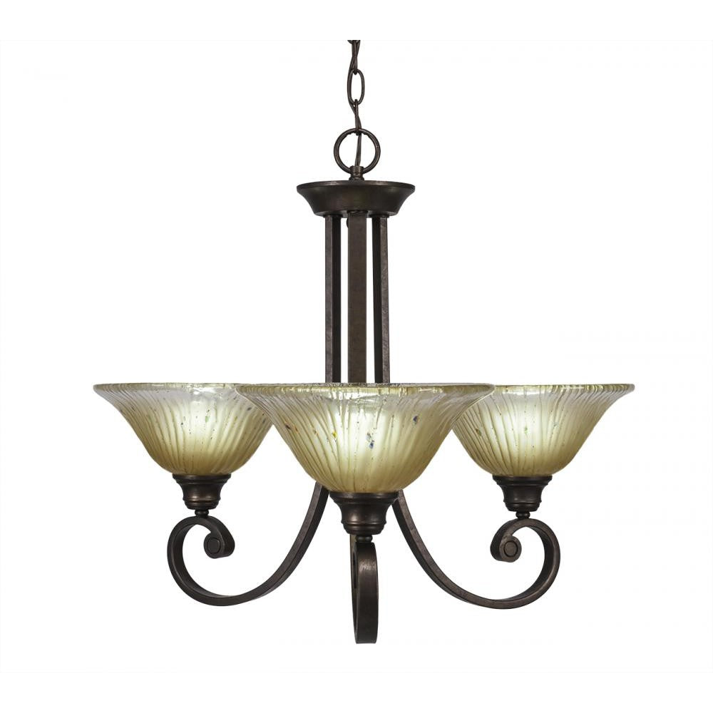 Toltec Company CURL 253-BRZ-730 Chandelier Art Glass - Bronze