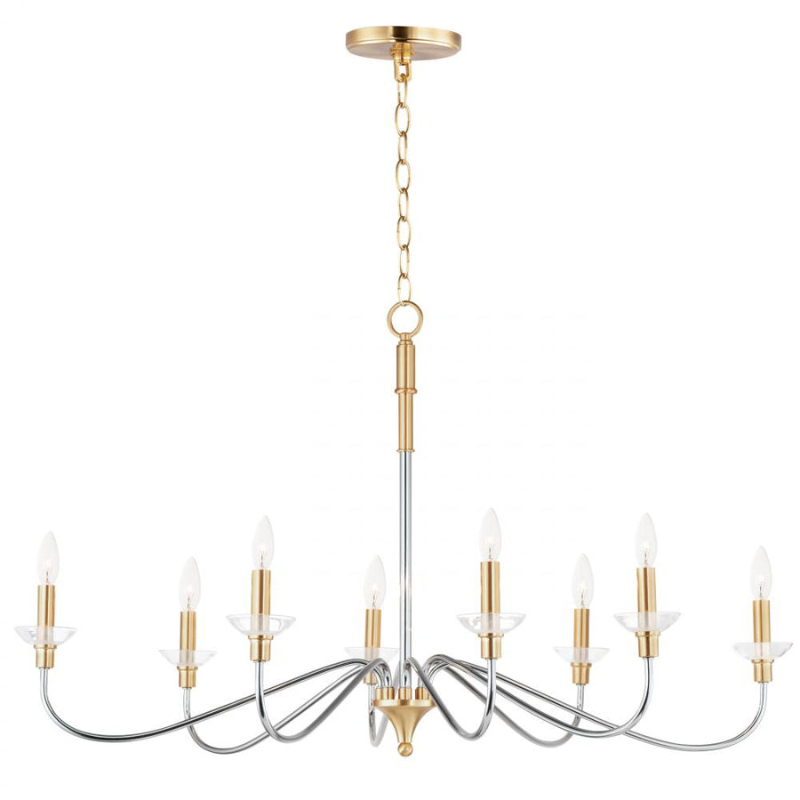 Clarion 38 Inch Chandelier – Polished Chrome / Satin Brass