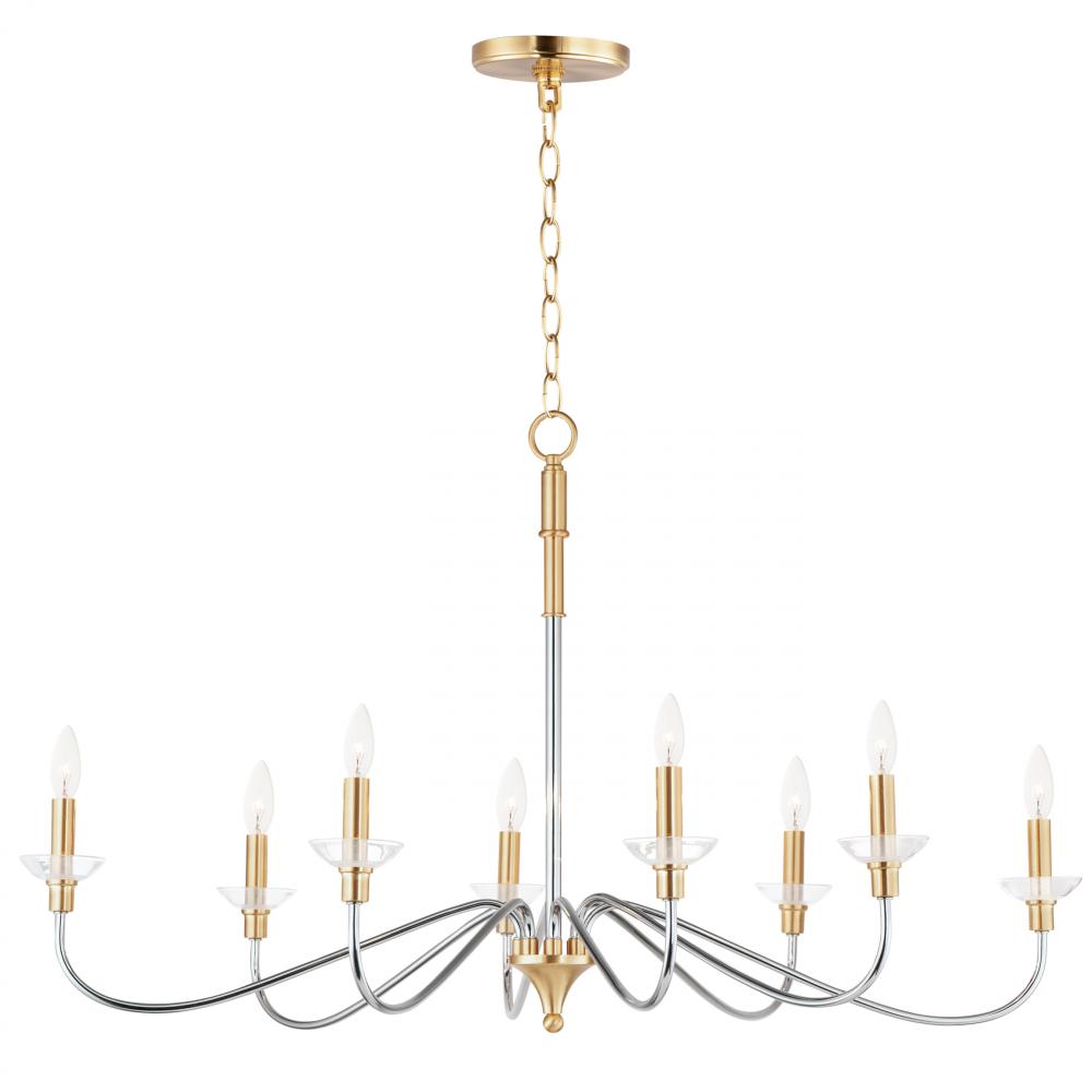 Clarion 38 Inch Chandelier – Polished Chrome / Satin Brass