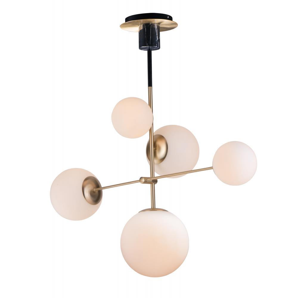 Vesper 15 Inch Pendant – Satin Brass / Black