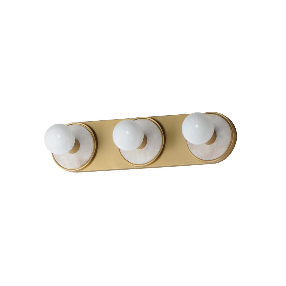 Hollywood 2 Inch Bathroom Vanity - Whit Alabaster / Natural Aged Brass