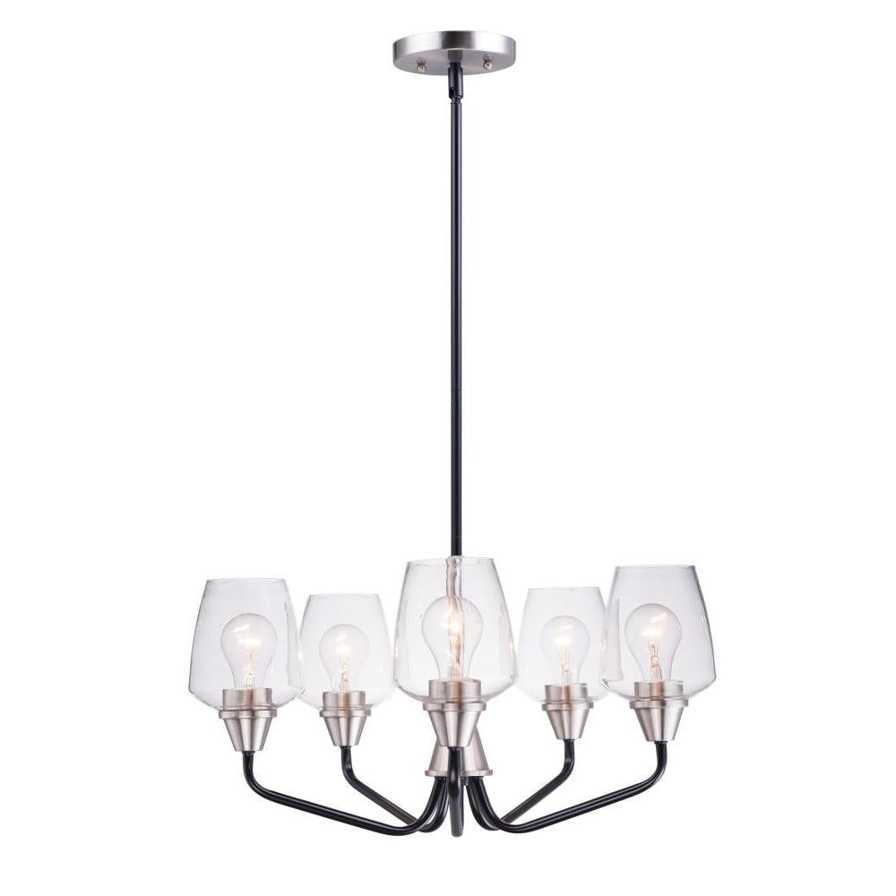 Goblet 23 Inch Chandelier – Black / Satin Nickel