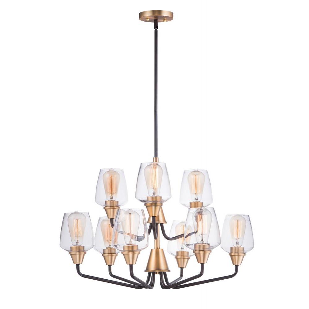 Goblet 27 Inch 9 Light Multi-Tier Chandelier – Bronze / Antique Brass