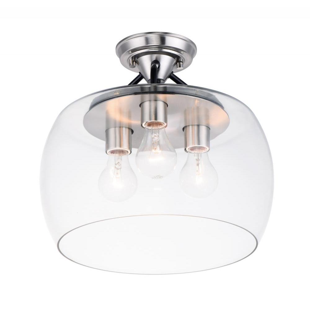Goblet 13.5 Inch Semi Flush Mount Light – Black / Satin Nickel