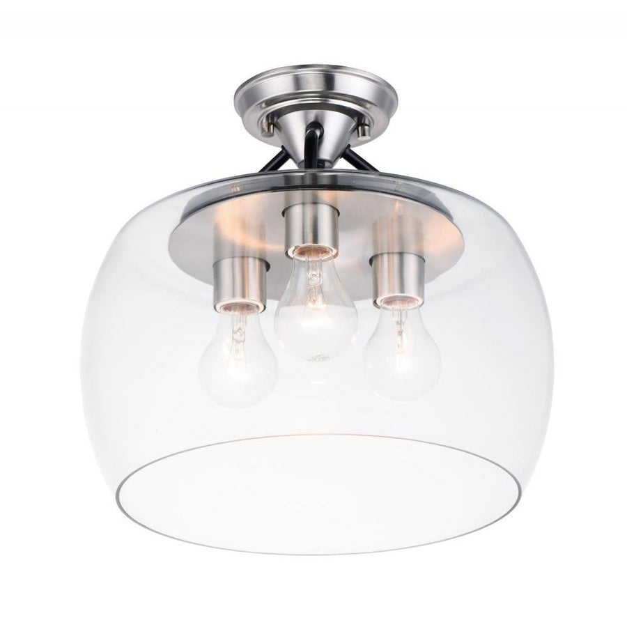 Maxim Lighting 26130CLBKSN Goblet 13.5 Inch Semi Flush Mount Light – Black / Satin Nickel