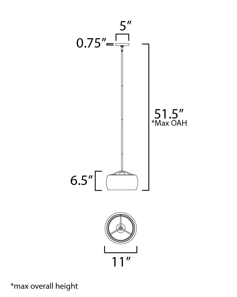 11 Inch Single Pendant – White / Black