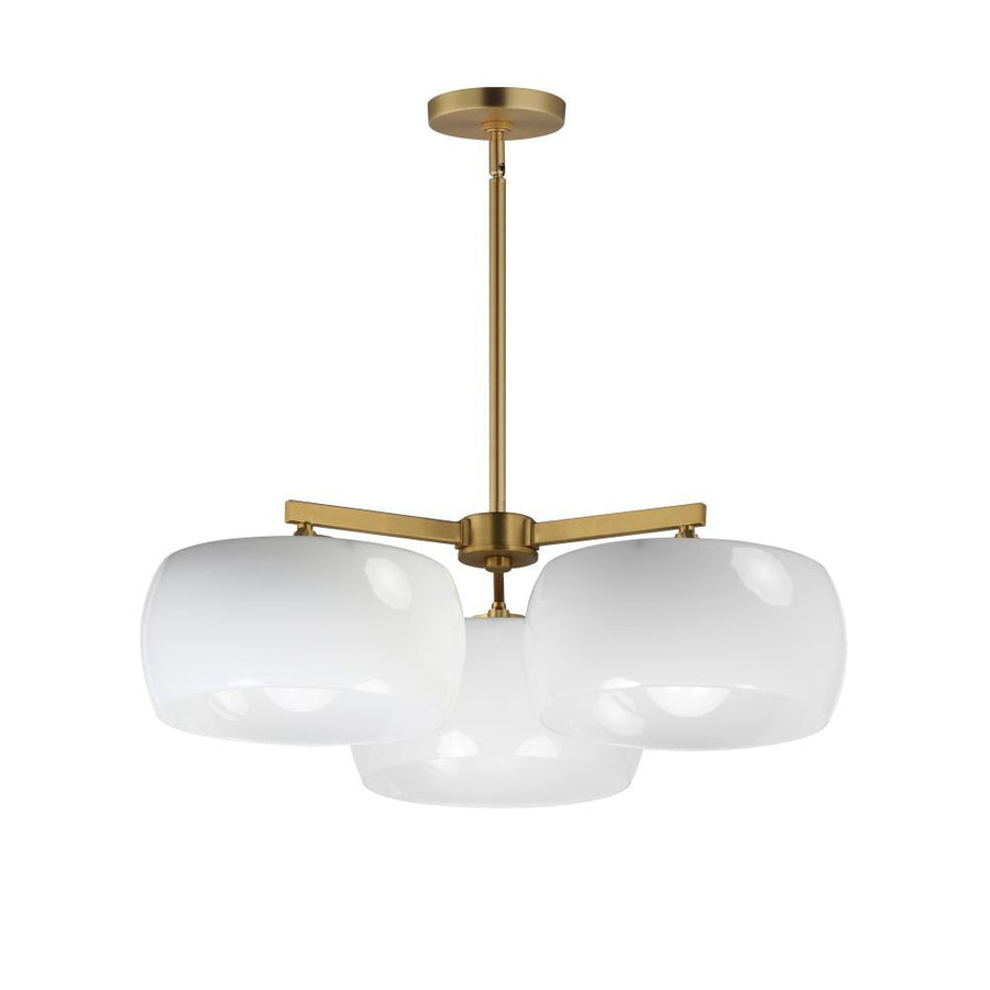 Glazed 26 Inch Chandelier – White/Natural Aged Brass