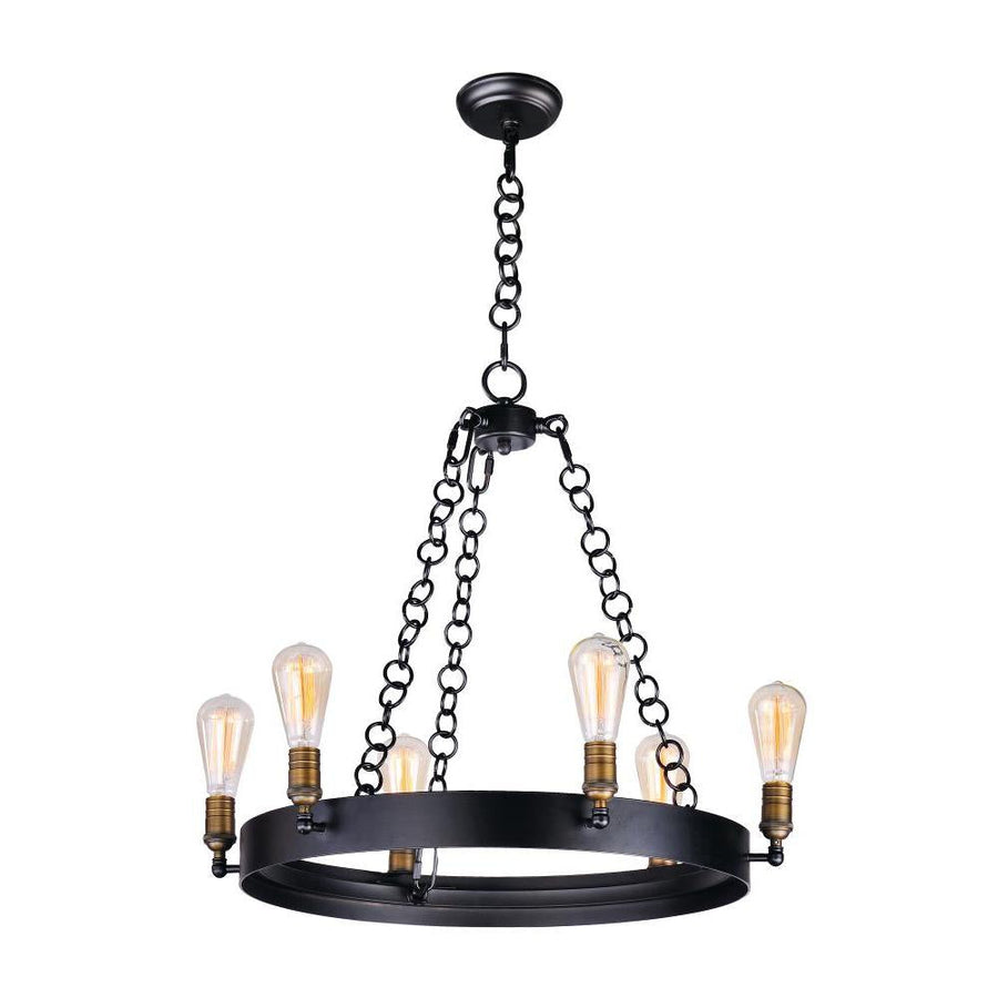 Noble 26 Inch Chandelier – Black / Natural Aged Brass