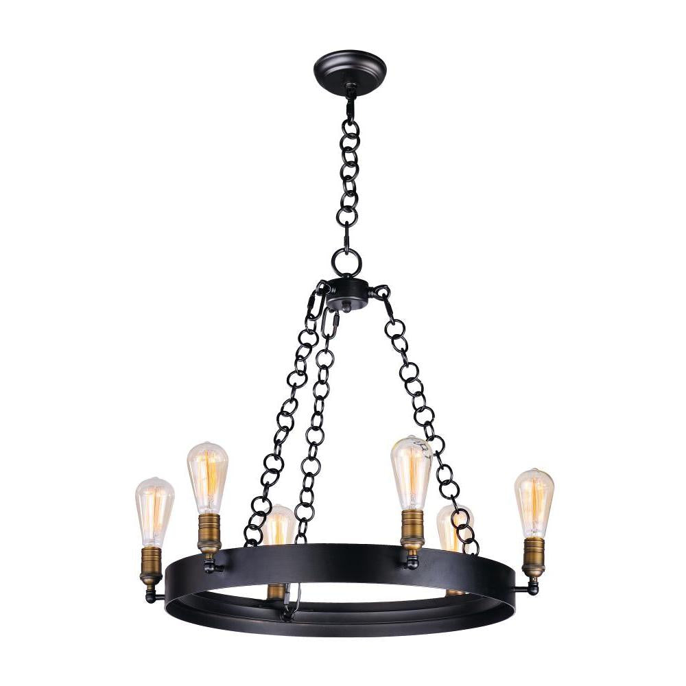 Noble 26 Inch Chandelier – Black / Natural Aged Brass