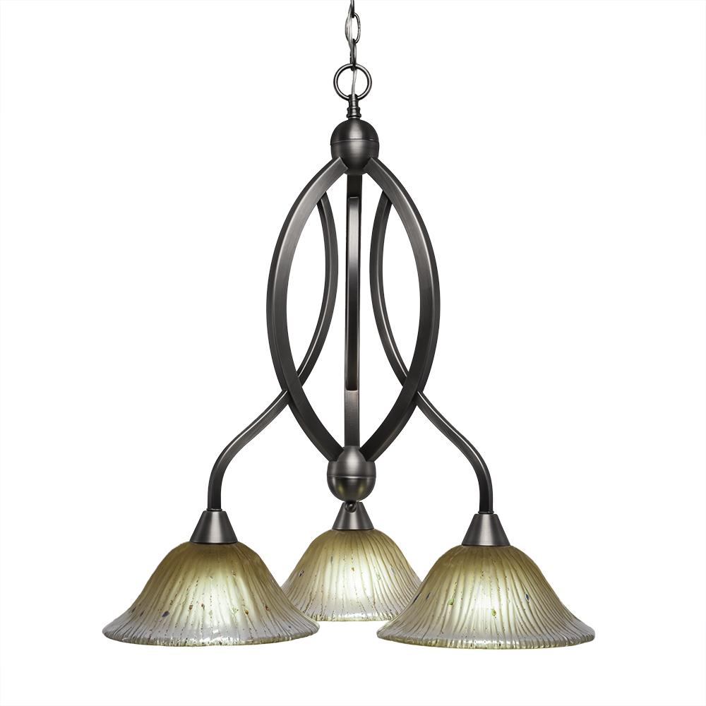 Toltec Company BOW 263-BN-730 Chandelier Art Glass - Nickel