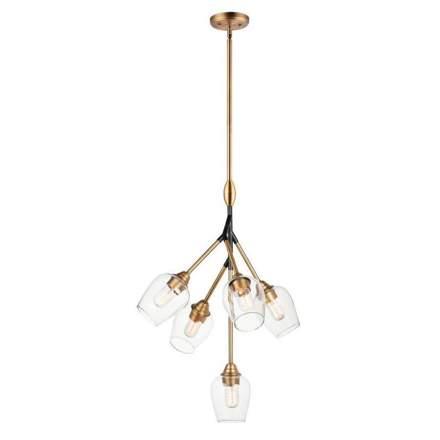 Maxim Lighting 26343CLABBK Savvy 24.25 Inch Semi Flush Mount Light – Antique Brass / Black