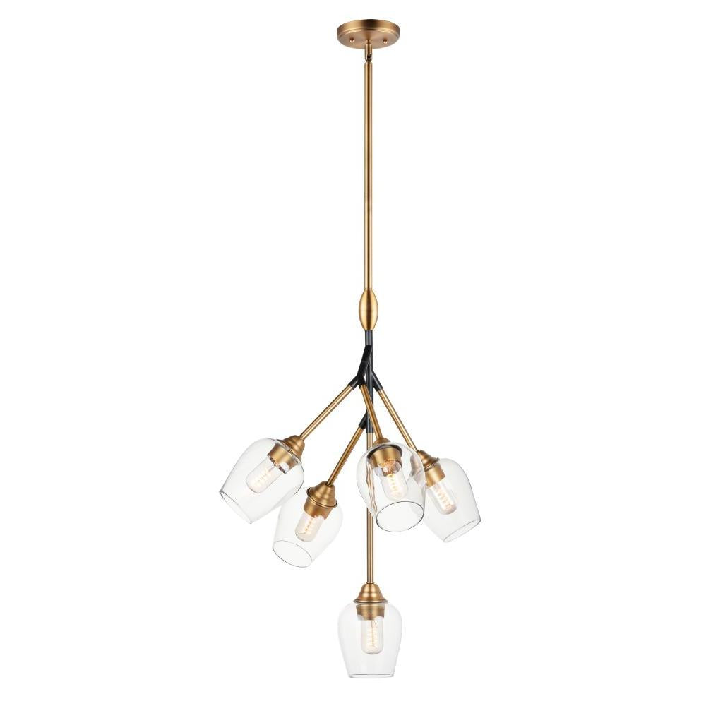 Savvy 24.25 Inch Semi Flush Mount Light – Antique Brass / Black