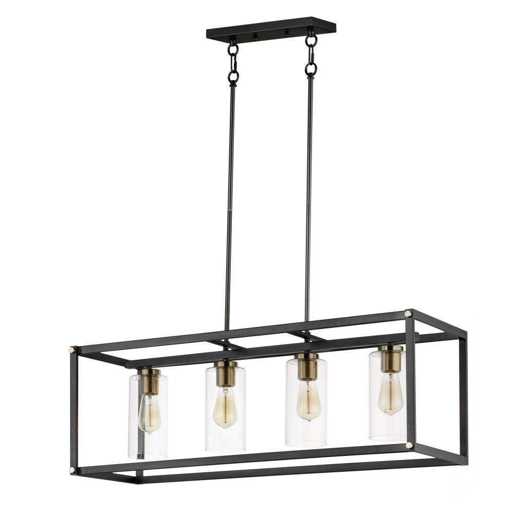 Capitol 36 Inch Linear Pendant – Black / Antique Brass