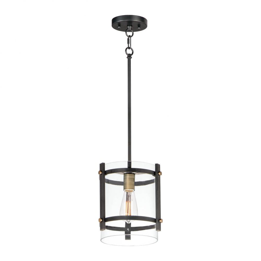 Maxim Lighting 2649BKAB Capitol 9.5 Inch Semi Flush Mount Light – Black / Antique Brass