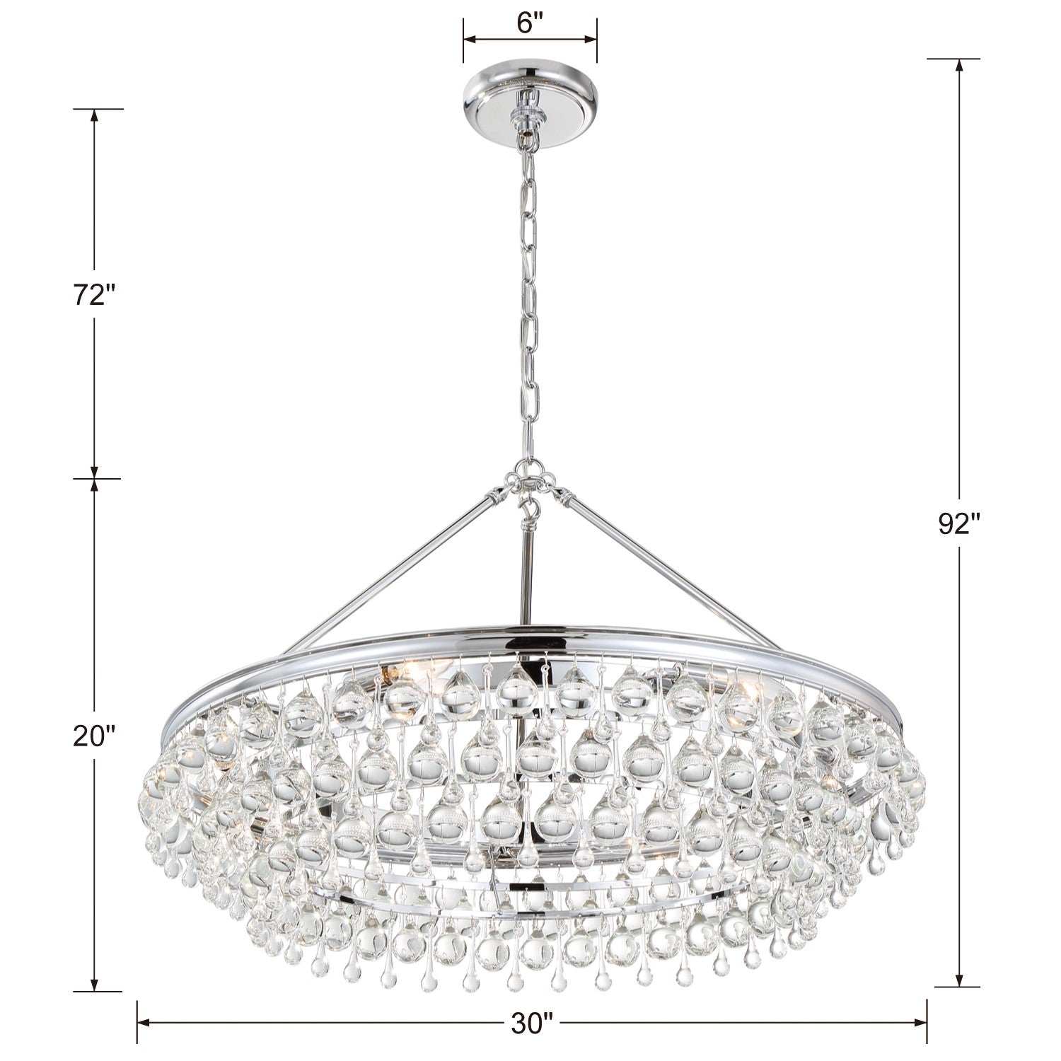 Crystorama Calypso 275-CH – 30 Inch – 6 Light – Chandelier – Polished Chrome – Damp Rated