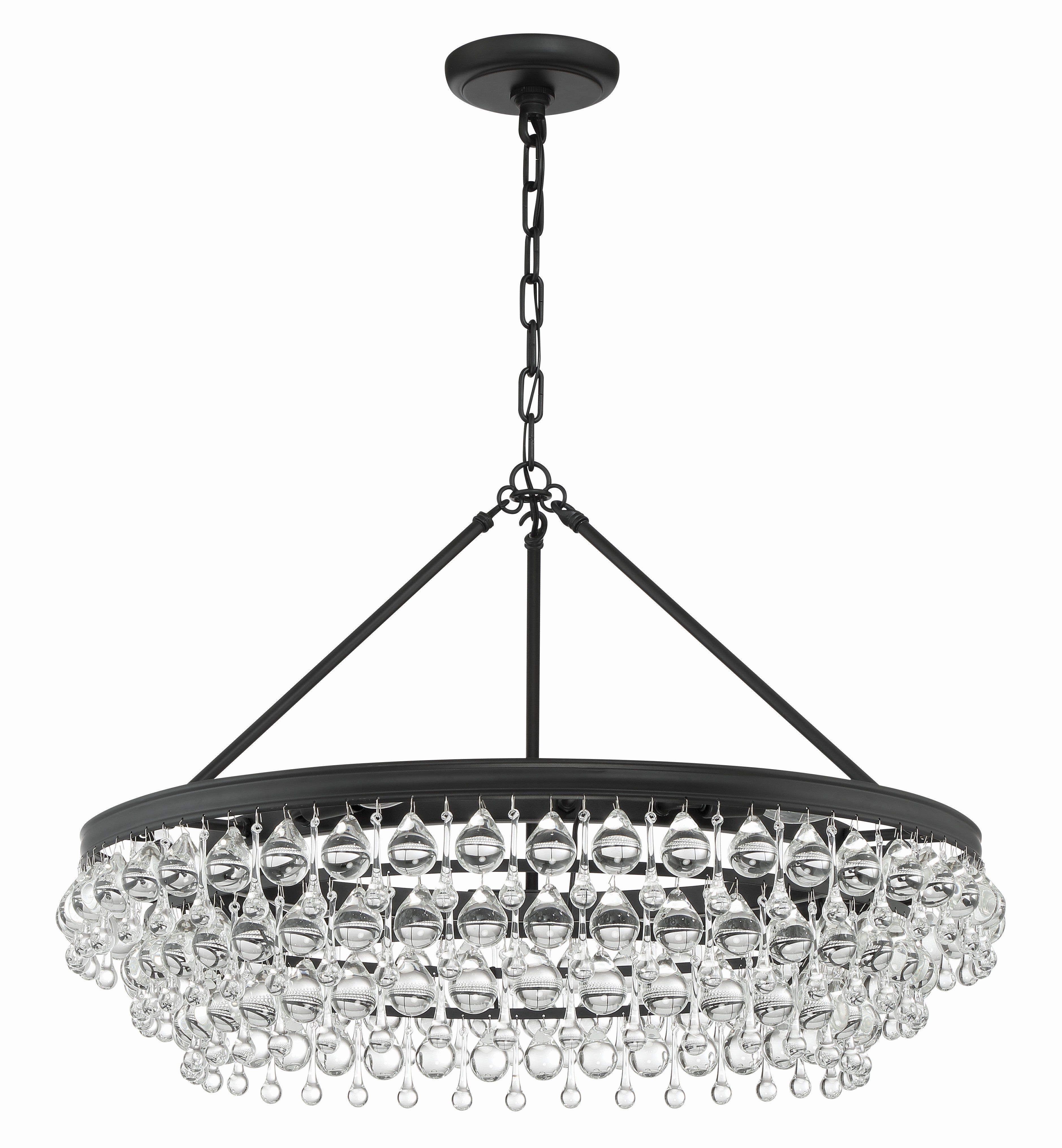 Crystorama Calypso 275-MK – 30 Inch – 6 Light – Chandelier – Matte Black – Damp Rated