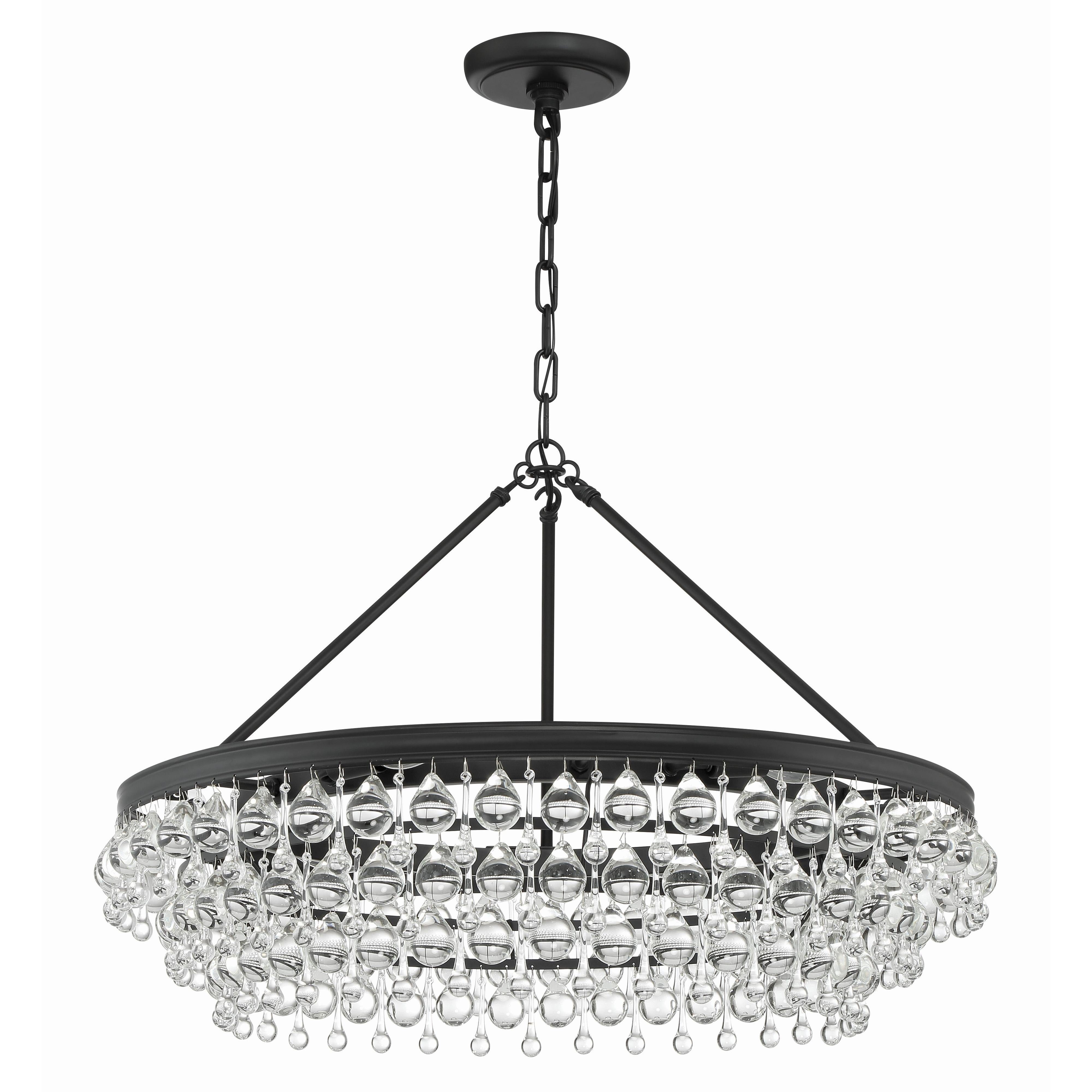 Crystorama Calypso 275-MK – 30 Inch – 6 Light – Chandelier – Matte Black – Damp Rated