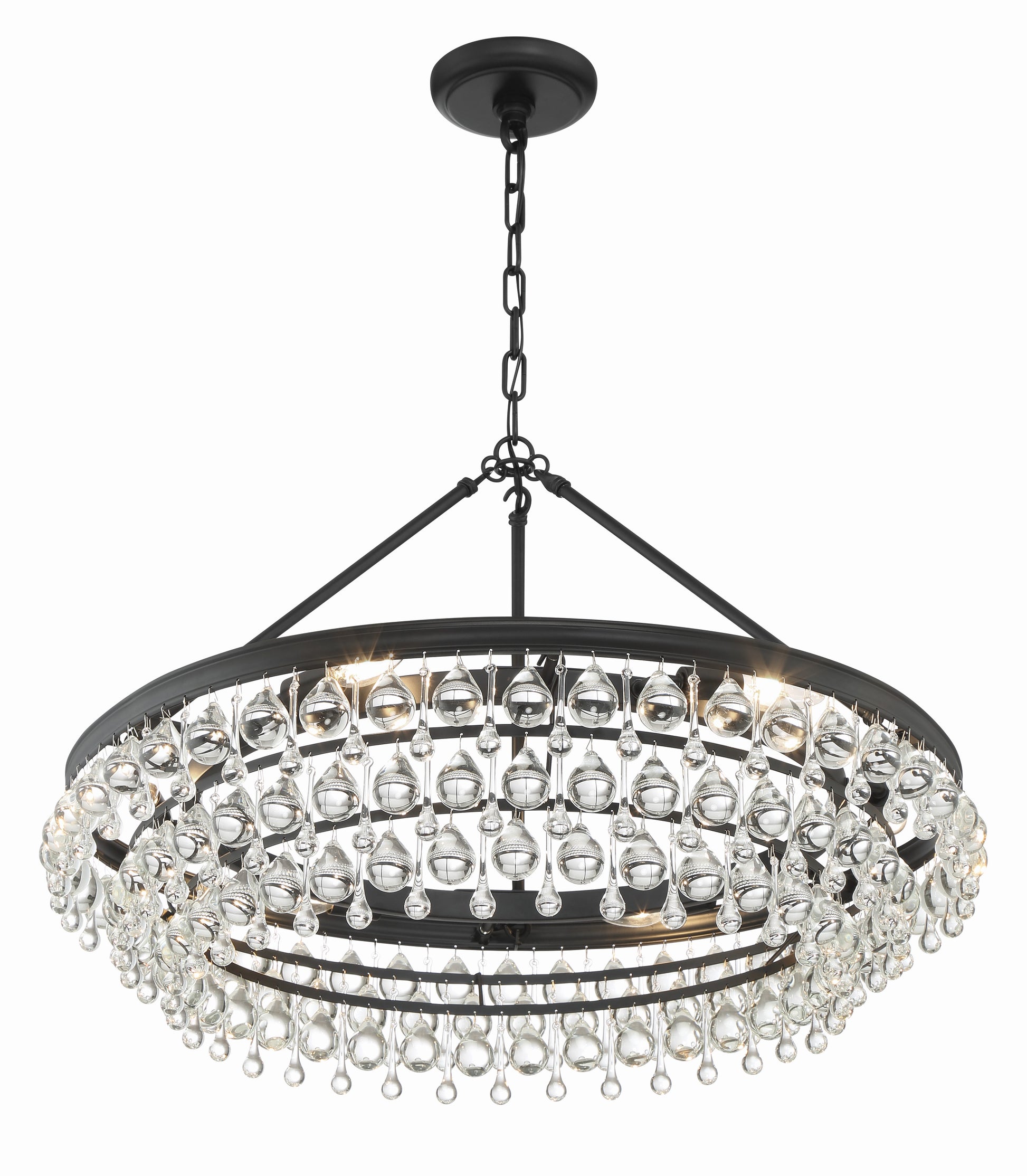 Crystorama Calypso 275-MK – 30 Inch – 6 Light – Chandelier – Matte Black – Damp Rated