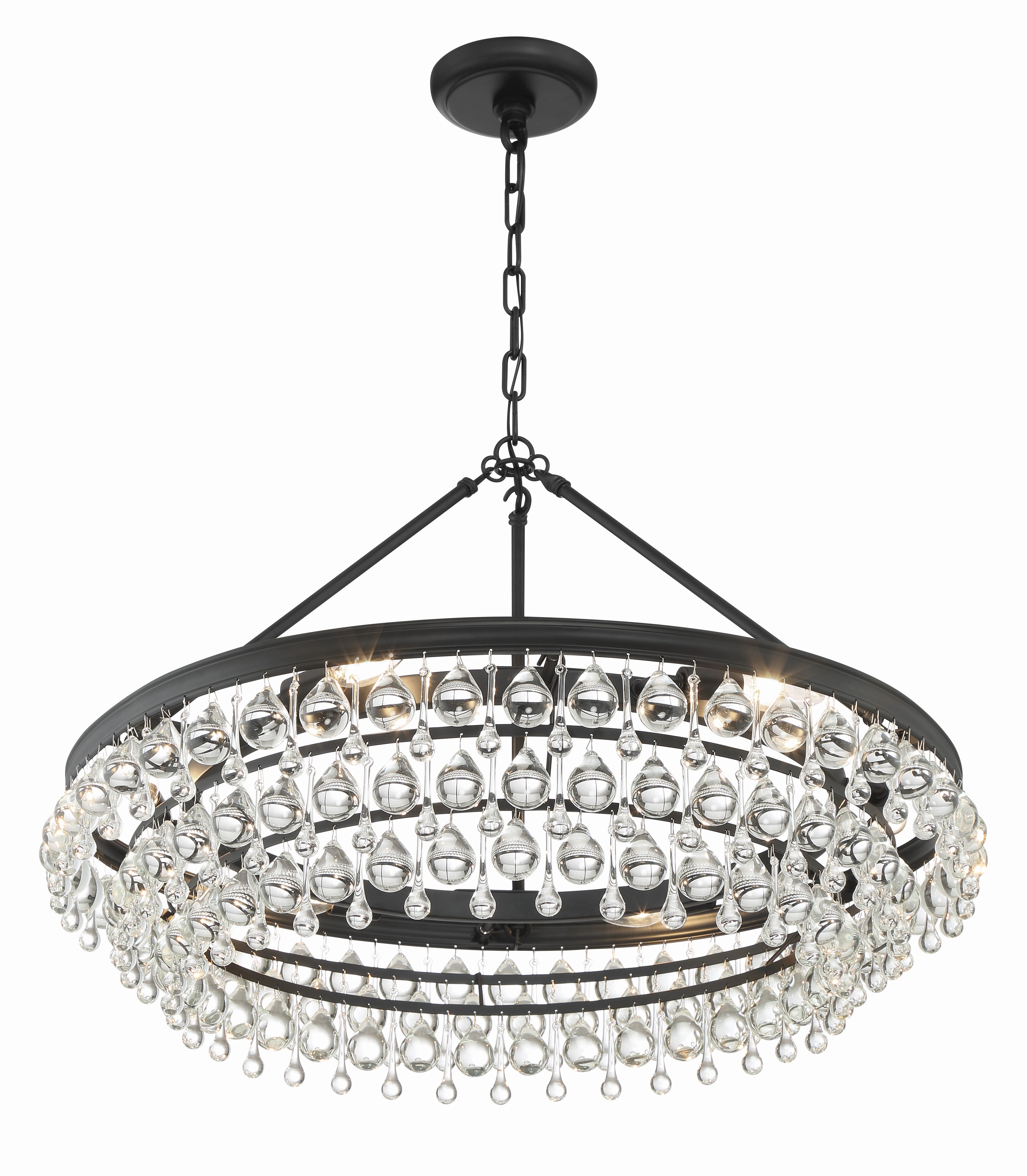 Crystorama Calypso 275-MK – 30 Inch – 6 Light – Chandelier – Matte Black – Damp Rated
