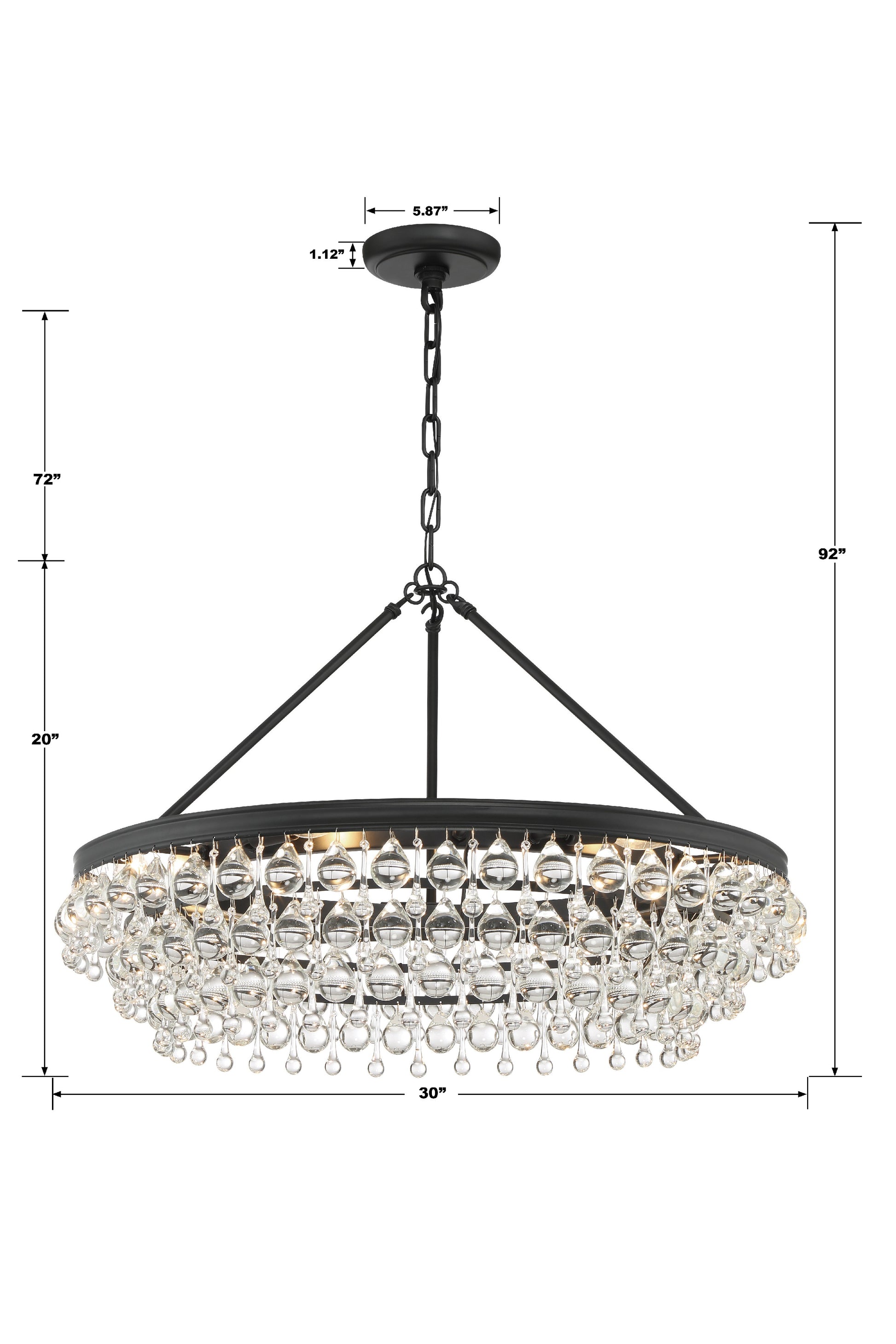 Crystorama Calypso 275-MK – 30 Inch – 6 Light – Chandelier – Matte Black – Damp Rated