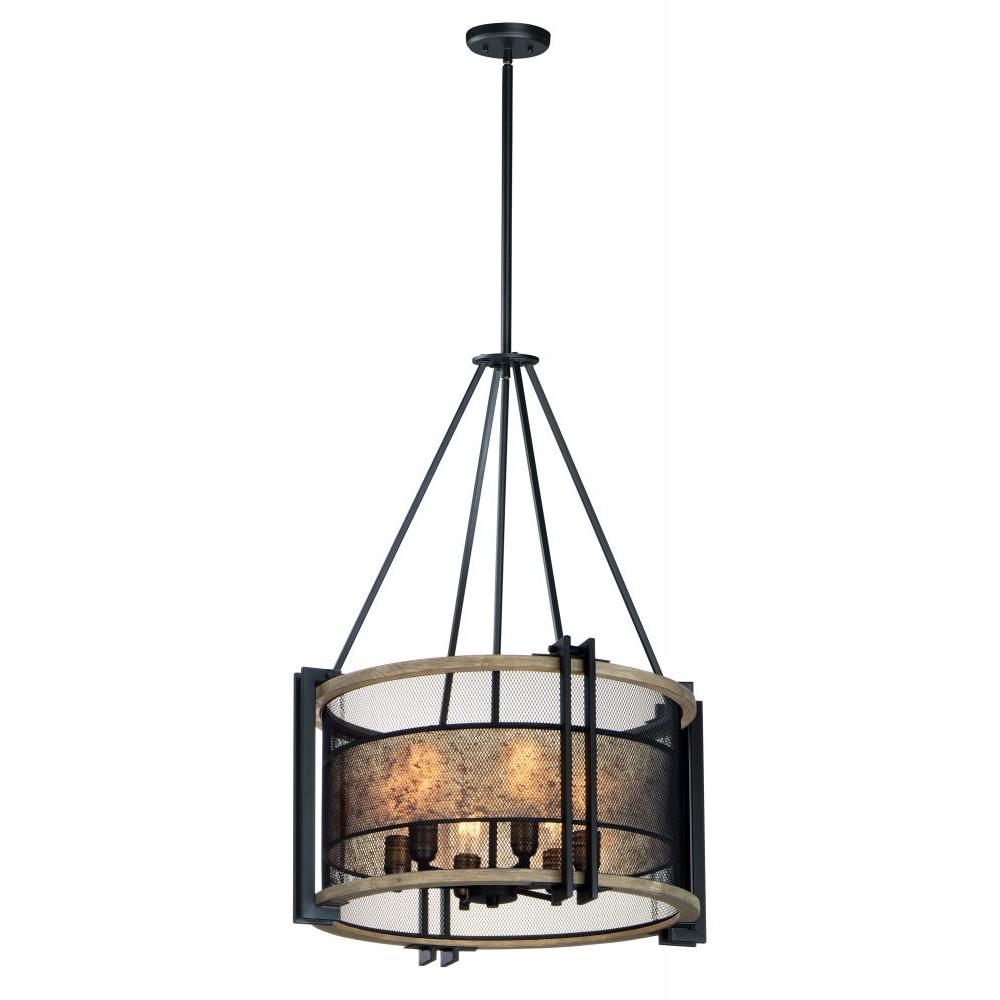 Boundry 24 Inch Chandelier – Black / Barn Wood / Antique Brass
