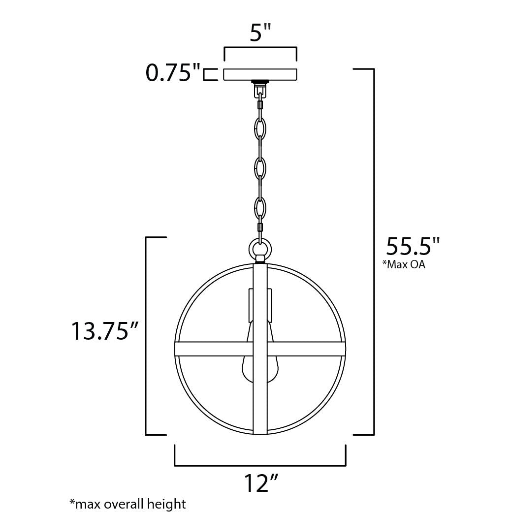 Maxim Lighting COMPASS 27571APBK Pendant Transitional - Black