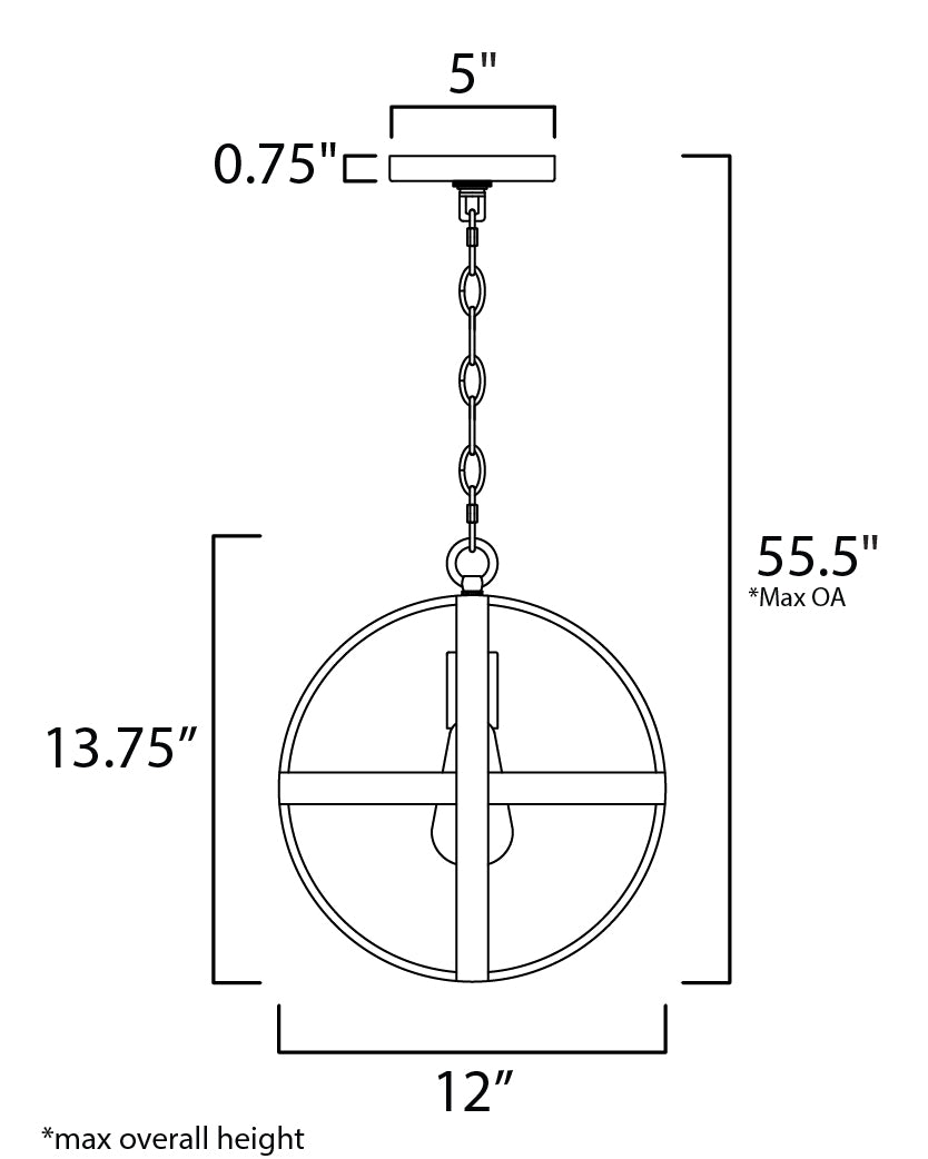 12 Inch Single Pendant – Antique Pecan / Black
