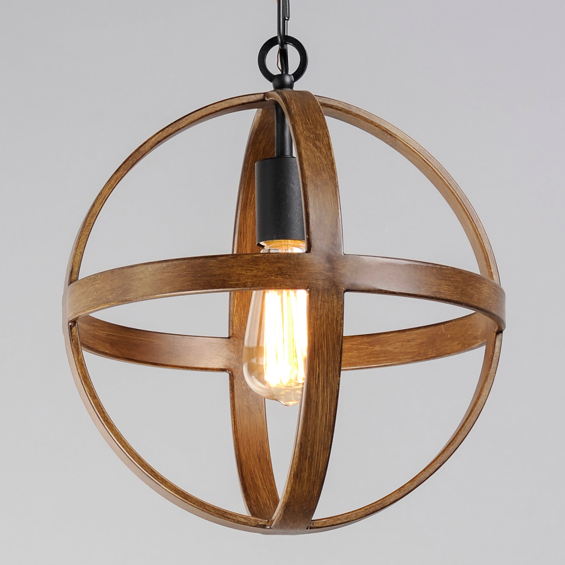 12 Inch Single Pendant – Antique Pecan / Black