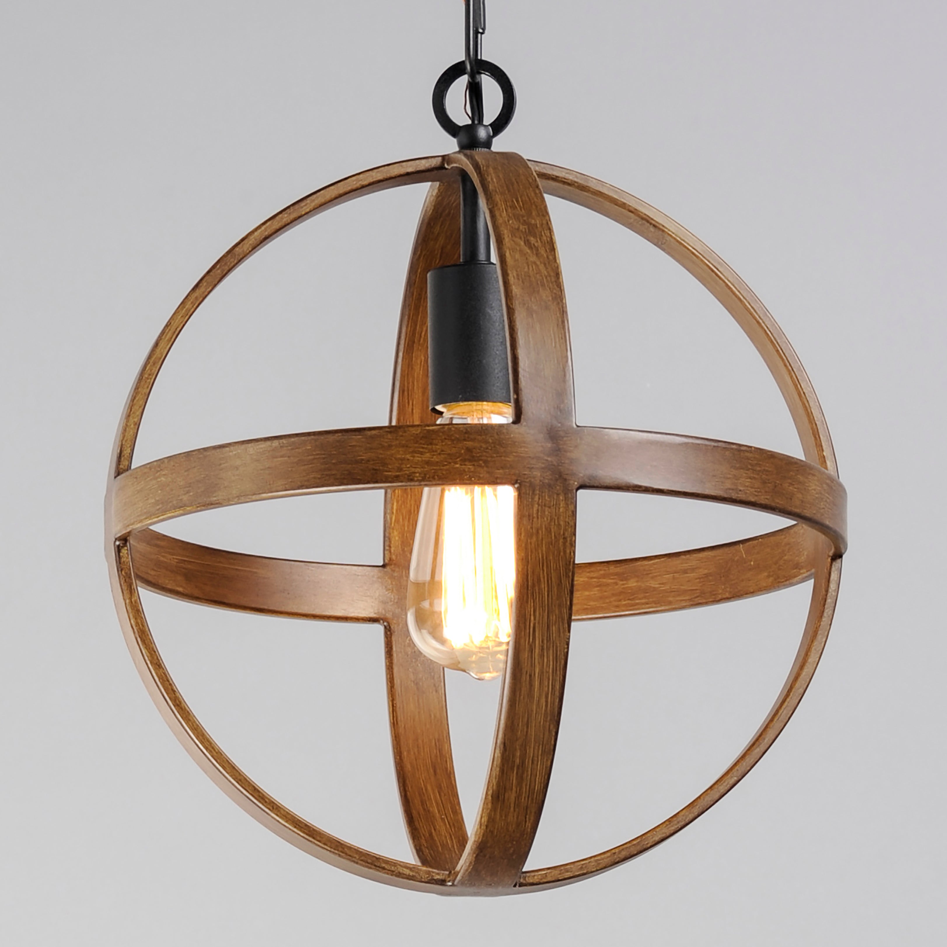 12 Inch Single Pendant – Antique Pecan / Black