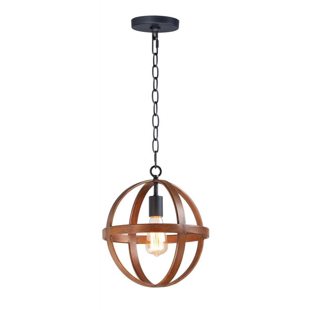 Compass 12 Inch Semi Flush Mount Light – Antique Pecan / Black