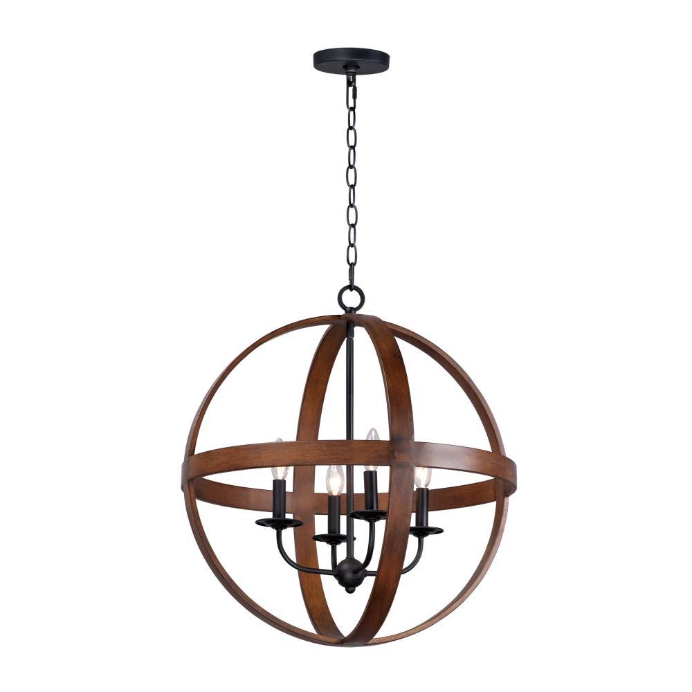 Compass 22.5 Inch Semi Flush Mount Light – Antique Pecan / Black