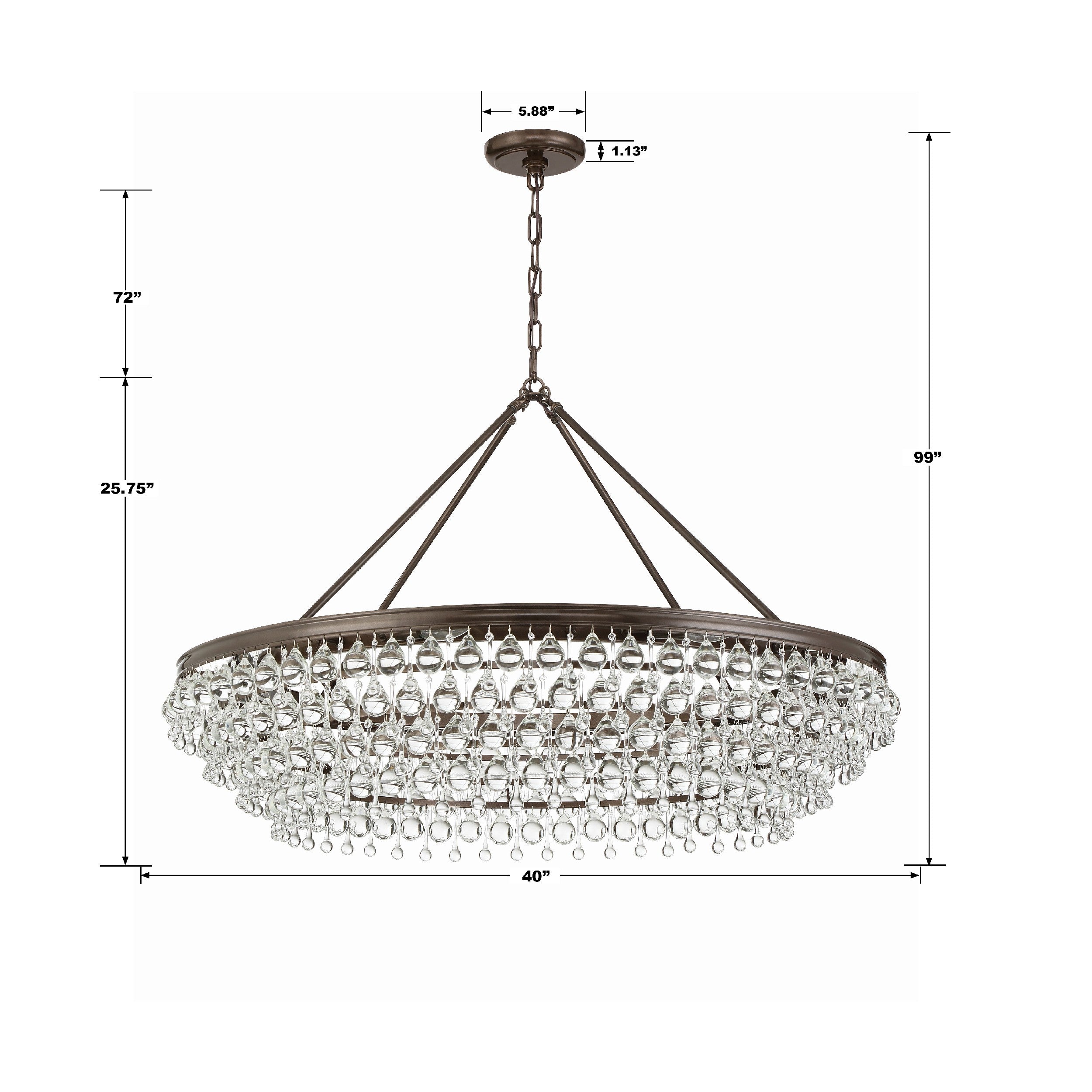 Crystorama Calypso 278-VZ – 40 Inch – 8 Light – Chandelier – Vibrant Bronze – Damp Rated
